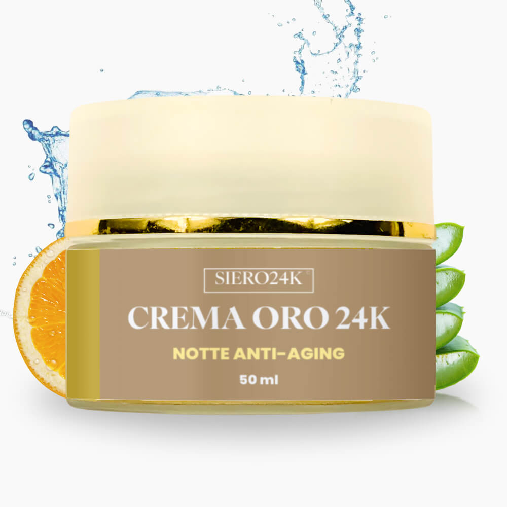 Crema Oro 24K© Notte con Acido Ialuronico, Vitamina C, Retinolo, Niacinamide e Bava di Lumaca - Siero24K©